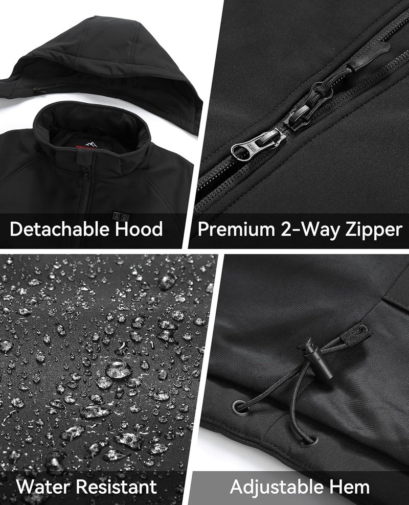 VENTROLLO Store Womens Heated Jacket with 16000 mAh Battery, 12 Heating Zones, Waterproof Heating Jacket Coat with Detachable Hood - Image 5